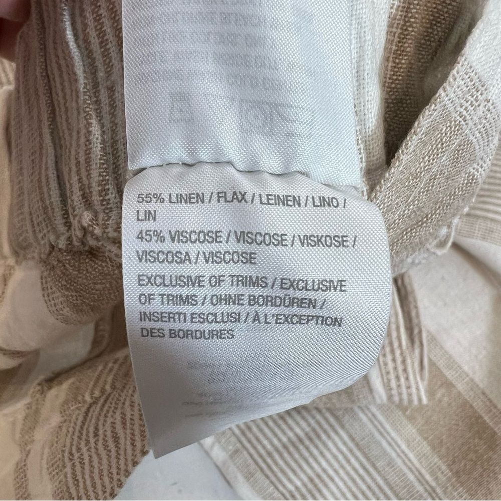 New Denim&Co Linen Blend Pull-on Full Length Striped Pants | Size L - Picture 9 of 9
